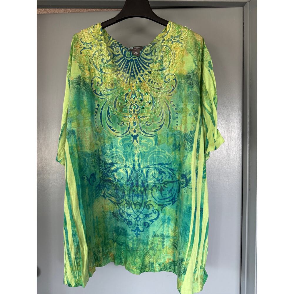 Liz&Me Collectors Series sz 5X Women's Pullover Top Short Sleeve Scalloped Neck